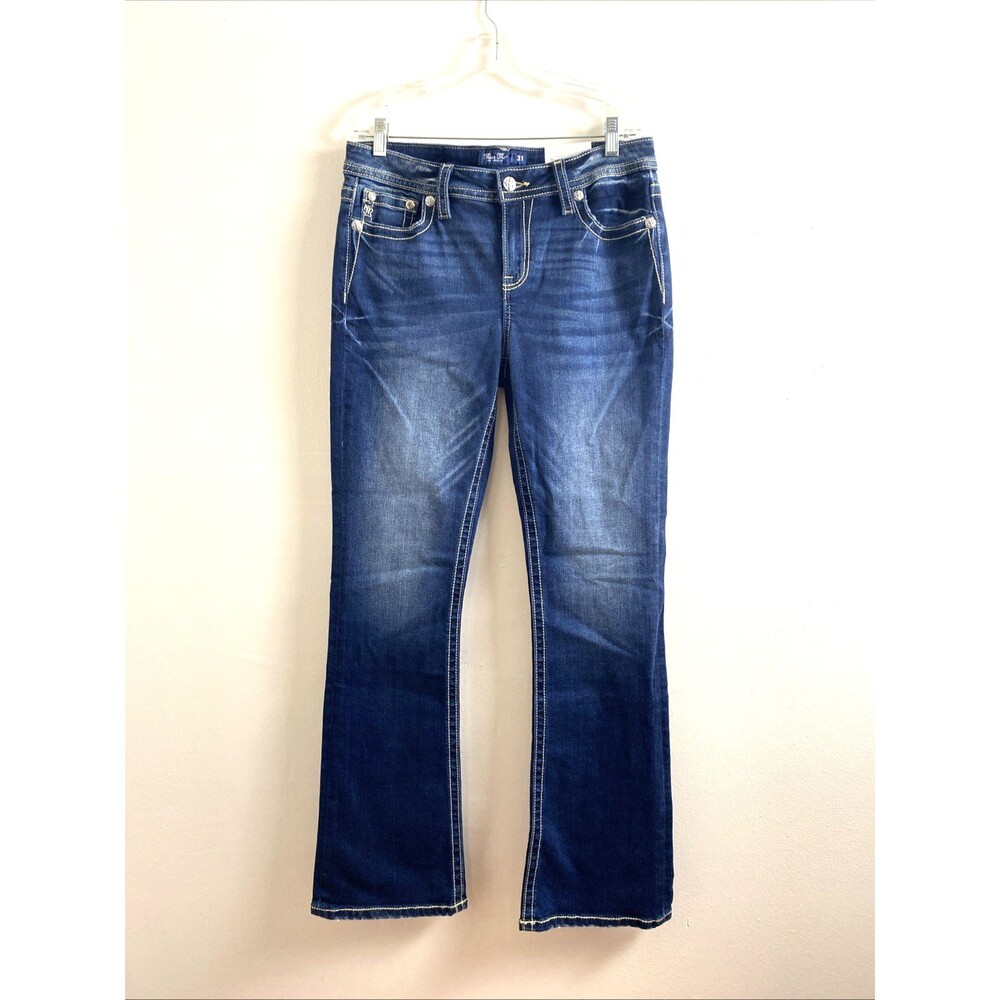 Miss Me Blue Jeans Bootcut 31x34 Women's Dark Wash Mid Rise Cowgirl Festival